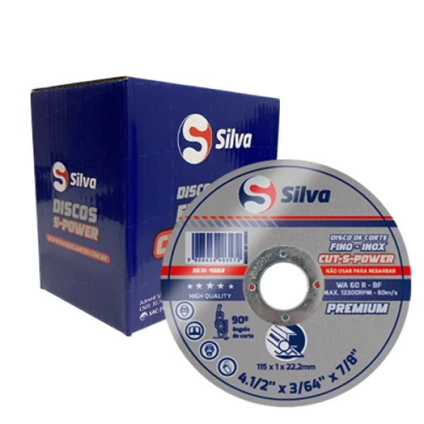 Disco Corte Fino Inox - 115x1x22,2 S-POWER (Caixa com 50 unidades) 