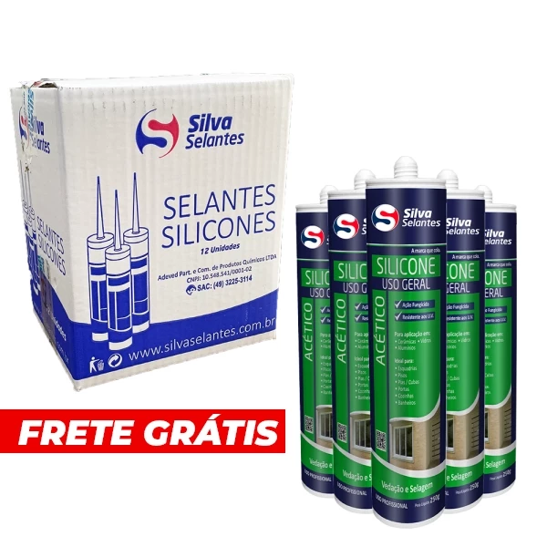 Silicone Acético Uso Geral- Kit com 12und