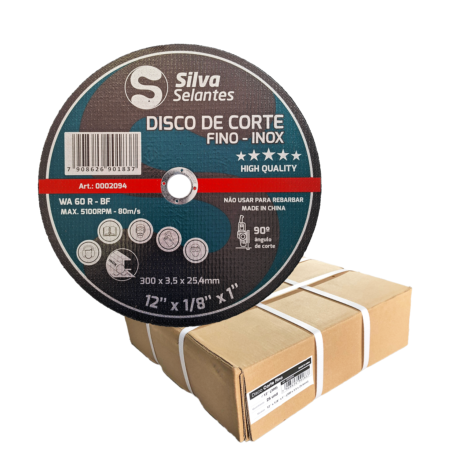 Disco de Corte Aço Inox Fino 300x3,5x24,5 (Caixa com 25 unid.)