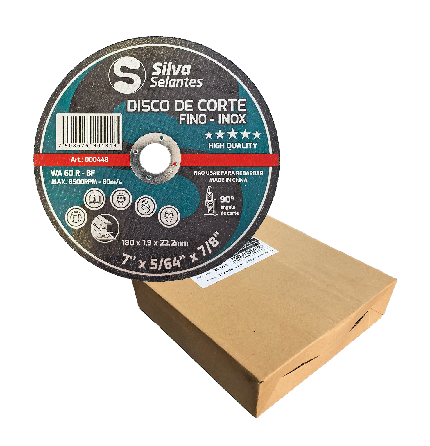 Disco de Corte Aço Inox Fino 180x1,9x22,2 (Caixa com 25 unid.)